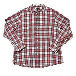 Gap Shirt Mens XL Plaid Red Long Sleeve Button Holidays Christmas Cotton Office‎